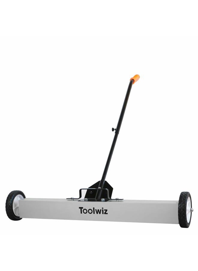Toolwiz Heavy Duty Magnetic Sweeper with Wheels, Rolling Magnetic Floor Sweeper with Release Handle 36 Inches - Image 1