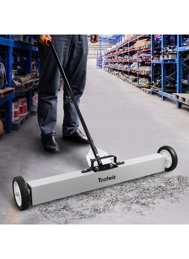 Toolwiz Heavy Duty Magnetic Sweeper with Wheels, Rolling Magnetic Floor Sweeper with Release Handle 36 Inches - Image 2