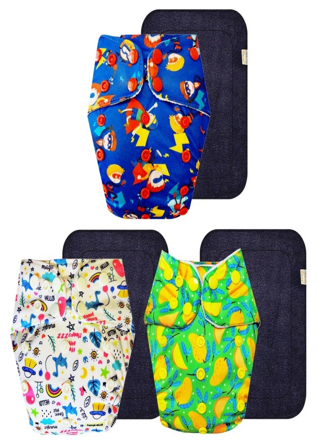 Dumbledo Premium Cloth Diaper with Black Insert (Pack of 3) | Hypoallergenic | Reusable & Washable | Adjustable Snaps | Trusted by Moms | 3 Months - 3 Years | Unisex Baby - Image 1