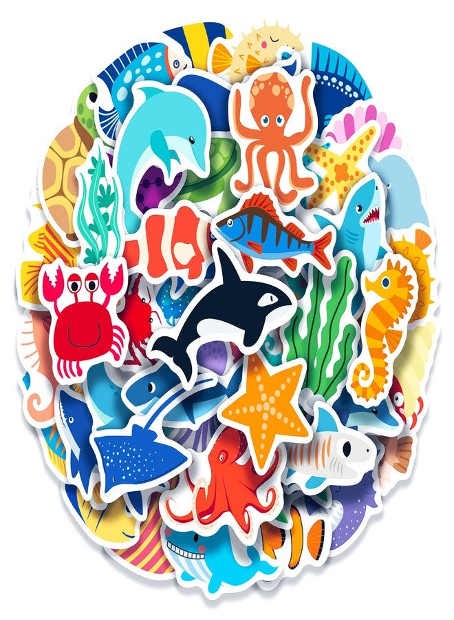Cleverplay 100 Pack Ocean Life Animal Stickers,Under The Sea Party Favors, Waterproof Stickers for Water Bottle Laptop Computer Phone - Image 1