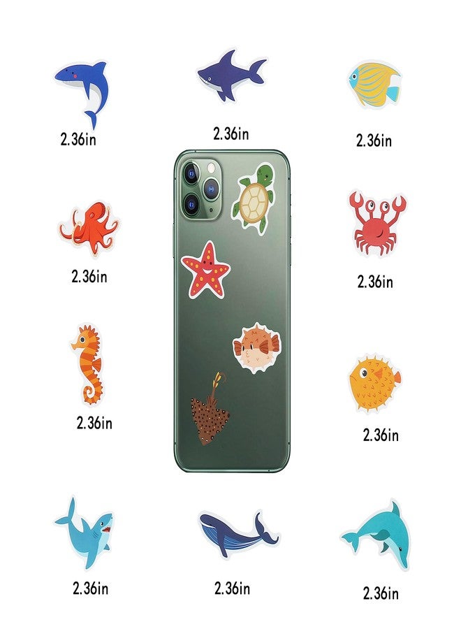 Cleverplay 100 Pack Ocean Life Animal Stickers,Under The Sea Party Favors, Waterproof Stickers for Water Bottle Laptop Computer Phone - Image 4