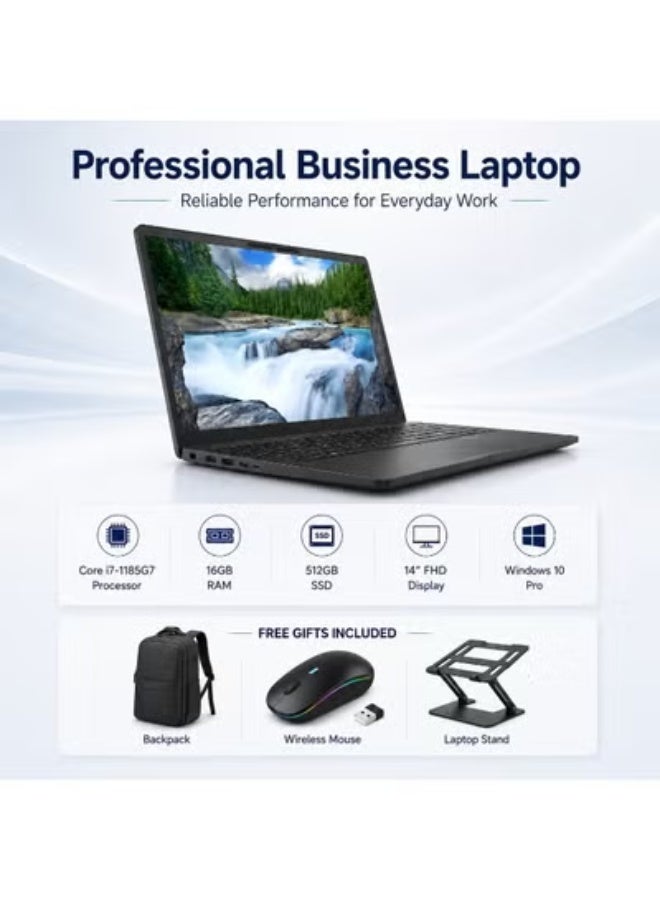 Professional Business Laptop 14 Inch Full HD (i7 Processor, 16GB RAM, 512GB SSD, Windows 10 Pro) with Free Bundle: Laptop Bag, Mouse, and Stand - Image 1