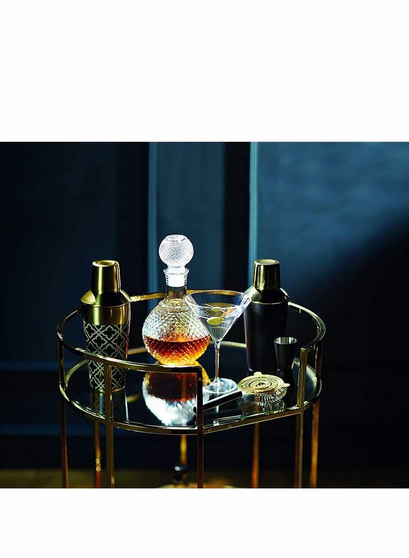 CharmCollection Cut Glass Whisky and Brandy Decanter, 1 Litre Round Ball Shape Whiskey Wine Beer Water Drinking Glass Bottle Decanter Cap Stopper Decoration - Image 3