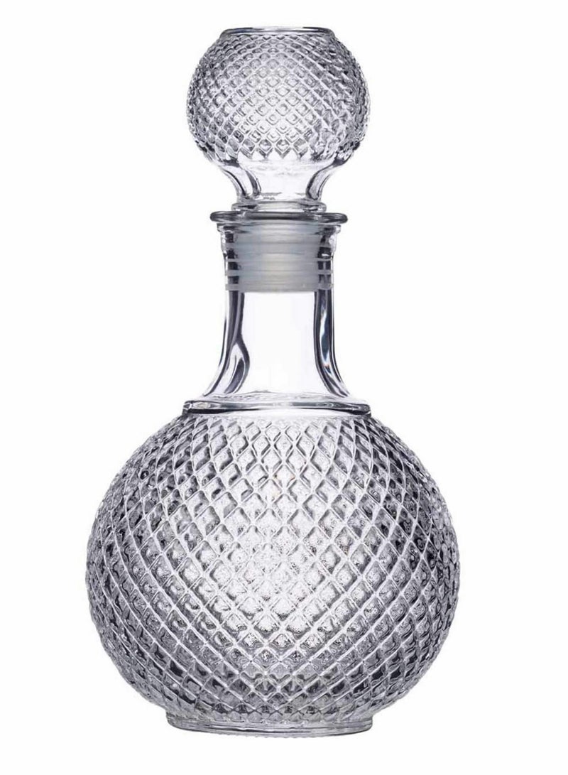 CharmCollection Cut Glass Whisky and Brandy Decanter, 1 Litre Round Ball Shape Whiskey Wine Beer Water Drinking Glass Bottle Decanter Cap Stopper Decoration - Image 1