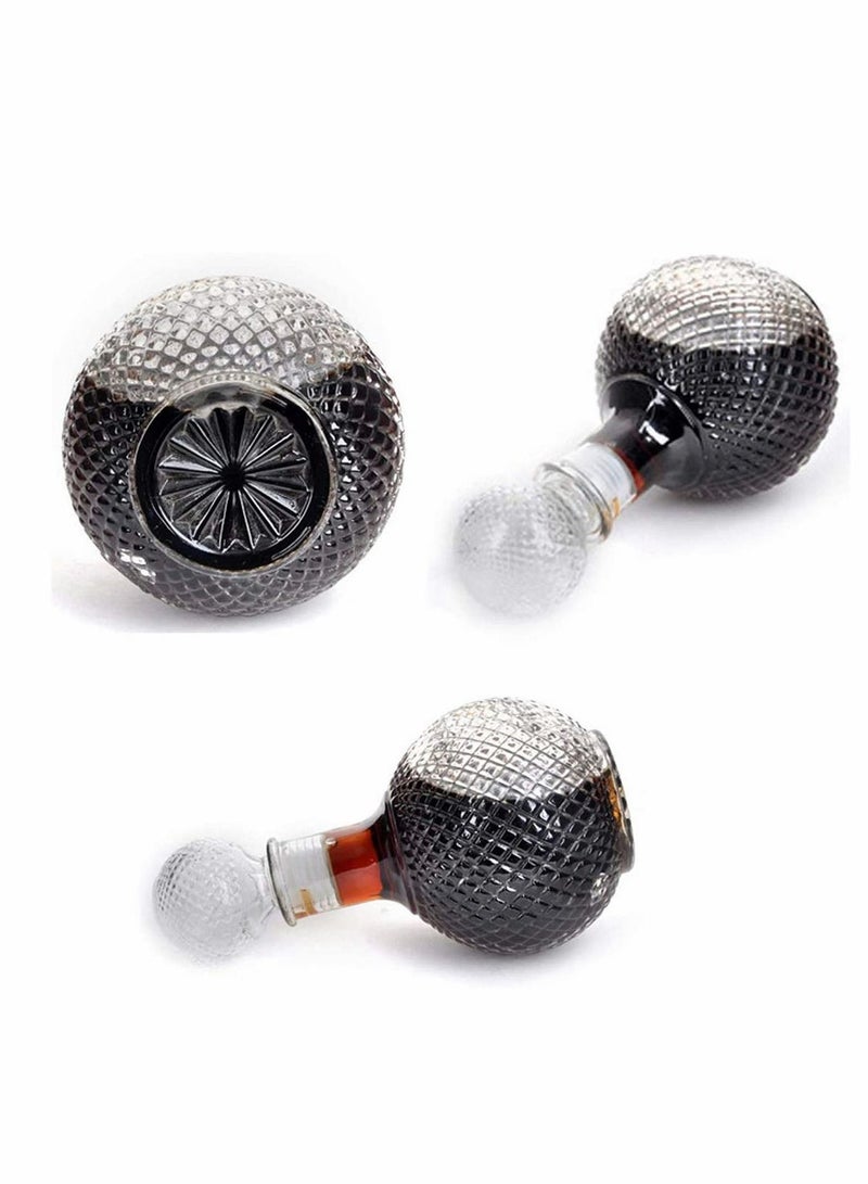 CharmCollection Cut Glass Whisky and Brandy Decanter, 1 Litre Round Ball Shape Whiskey Wine Beer Water Drinking Glass Bottle Decanter Cap Stopper Decoration - Image 2