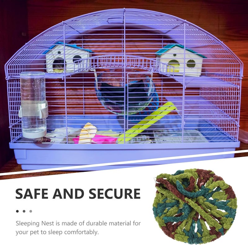 Small Pet Hammock Cage Bed Handmade Woven Squirrel House and Hamster Nest Warm Sleeping Resting Place for Chinchillas, Hedgehogs, and Rabbits - Image 3