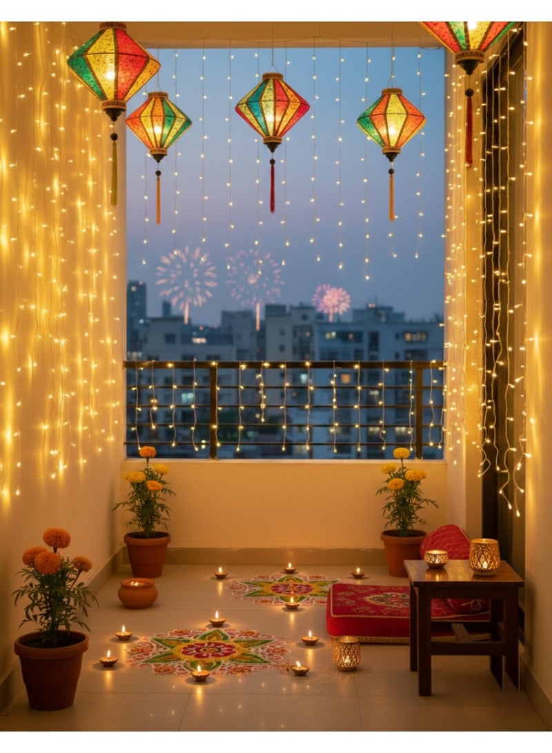 MODI Curtain String Lights 3x2M with Remote Control 8 Modes Fairy Lights Warm White & RGB for Christmas Bedroom Party Home Decoration Indoor Holiday Decor - Image 4