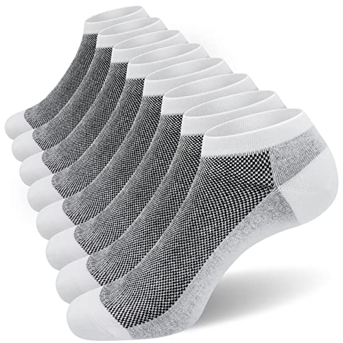 SIXDAYSOX 8 Pack Mens Ankle Socks Low Cut Comfort Cotton Casual Socks Breathable White Size 13-15 - Image 1