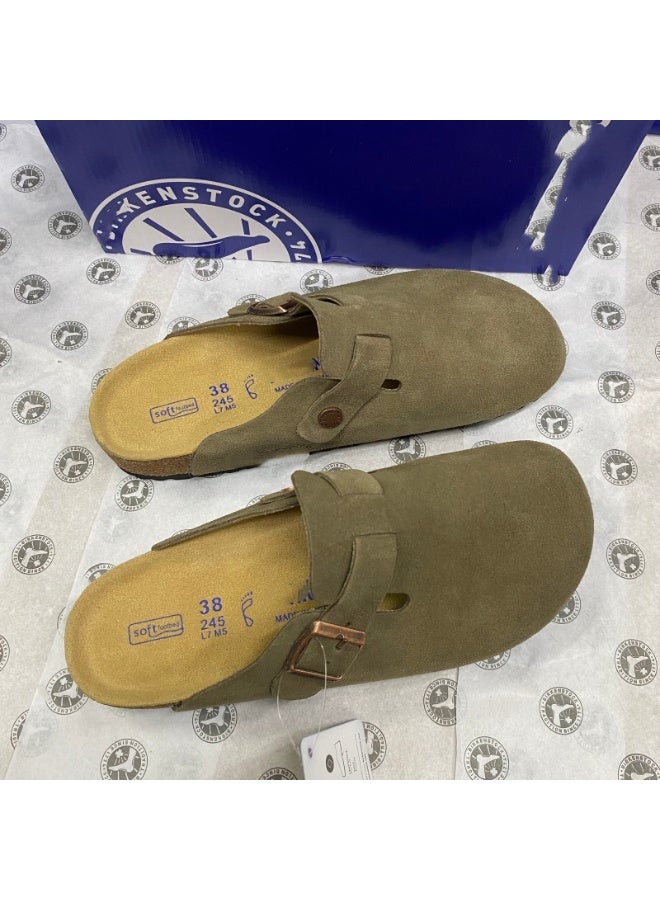 BIRKENSTOCK Boston Wide Width Suede Leather Sandals with Soft Footbed | Oversized Fit, Recommend Buying One Size Down - Image 5