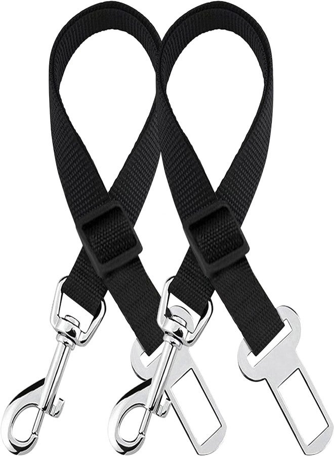 KEYOZA Dog Seat-Belt, Adjustable Black Nylon Vehicle Tether for Pets, Cat Car Indoor Restraint Lead (Pack of 2, Black) - Image 1