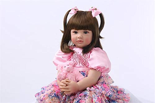 iCradle Cute 24 inch 60 CM Reborn Baby Doll Long Hair Girl Doll Soft Silicone Baby Real Life Baby Toddler Doll Toy for Ages 3+ (F) - Image 4