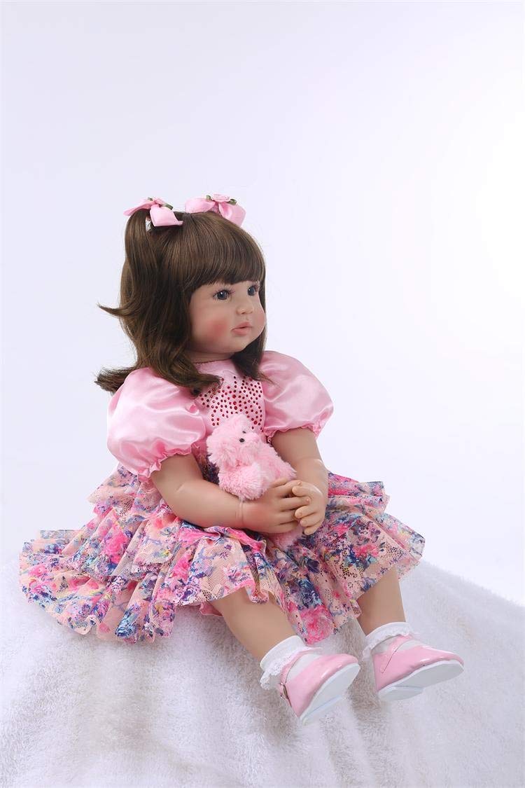 iCradle Cute 24 inch 60 CM Reborn Baby Doll Long Hair Girl Doll Soft Silicone Baby Real Life Baby Toddler Doll Toy for Ages 3+ (F) - Image 5