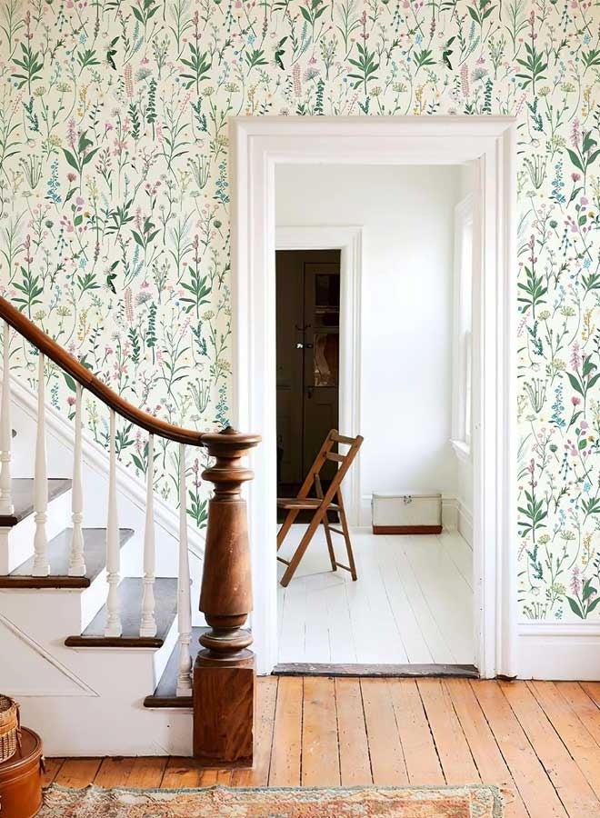 رَوَائِد ورق جدران لاصق بنقشة الأزهار مقاس ‎118 × 17.3 بوصة‎ – ورق جدران للحمام بنمط الأزهار البرية، فينيل لاصق لتزيين الخزائن والرفوف والجدران، تغطية ‎14 قدم² - Image 4