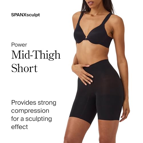 SPANX SPANXsculpt Seamless Power Mid-Thigh Short - Core Shapewear - Lightweight, All-Day Shaping & Support - No Panty Lines - Very Black - X Large - Image 2