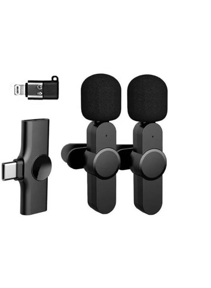Dual Wireless Lavalier Microphone Kit – Plug & Play for iPhone, Android & Type-C Devices - Image 3