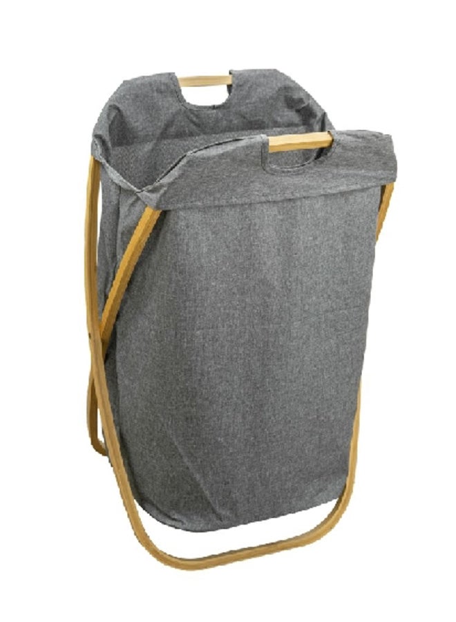 HONEYBEE Folding Design Open Top Bamboo Laundry Hamper Grey 70 x 46 x 33 cm SB0113E - Image 1