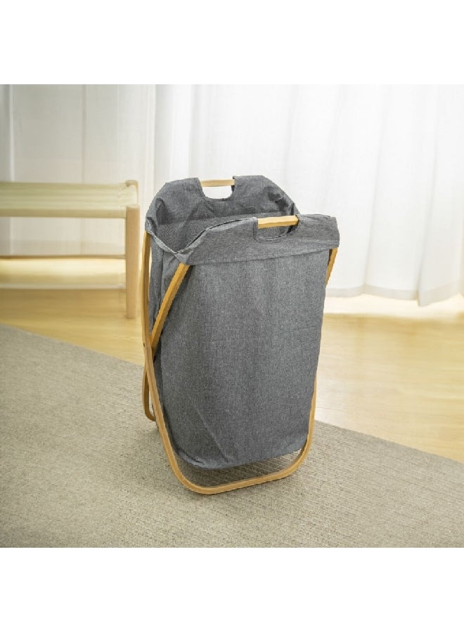 HONEYBEE Folding Design Open Top Bamboo Laundry Hamper Grey 70 x 46 x 33 cm SB0113E - Image 2