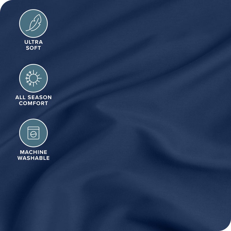 Bare Home Bare Home Queen Fitted Sheet - Extra Deep Pocket Fitted Sheet - Premium 1800 Microfiber - Ultra-Soft Wrinkle Free - Queen Deep Pocket Bottom Sheets (Queen - 11"" to 22"" Pocket  Dark Blue)  - Image 2