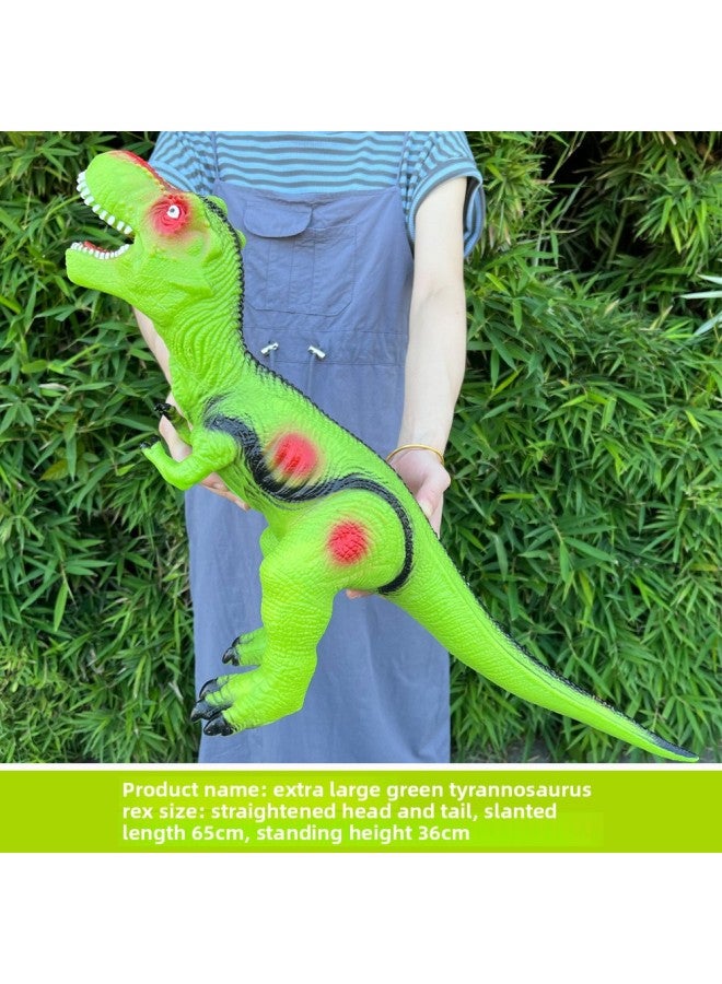There Is A Sound Soft Rubber Dinosaur Toy Big Small Simulation Stall Night Market Children's Vinyl Tyrannosaurus Rex Toy-Color:809 Plus Green Tyrannosaurus Rex-Specifications:498 Sounder (498 Early - Image 1