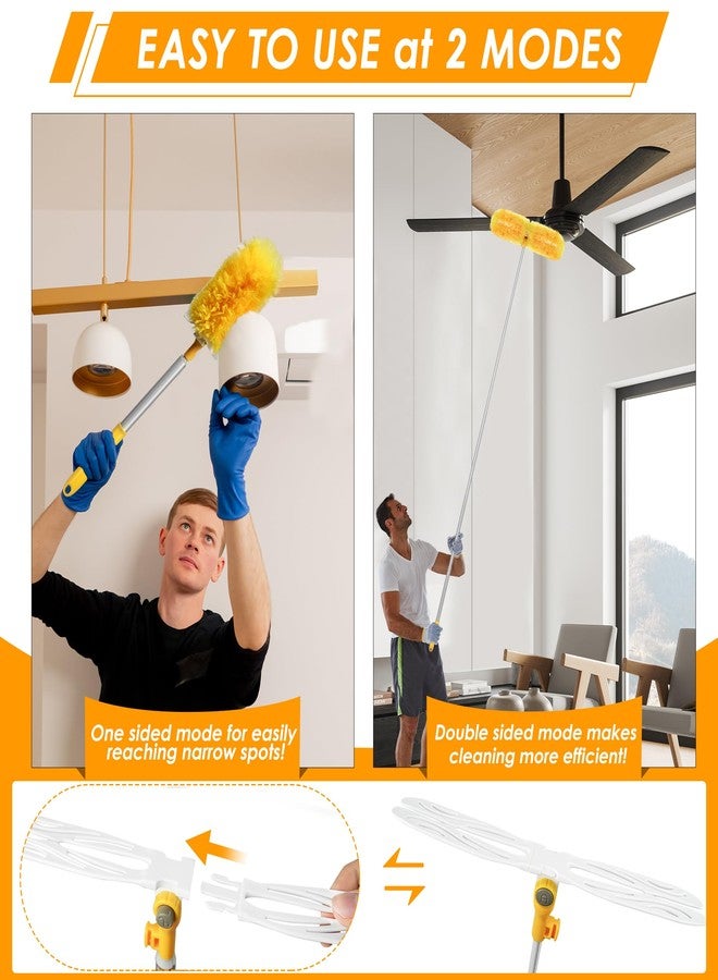 NEWE Dusters for Cleaning with 20 Refills for Flash, Extendable Handle Heavy Duty Dust Magnet for Swiffer with Microfibers, 360 Degree Multi-Surface Dusting Kit for Blinds Furniture (Yellow - Image 2