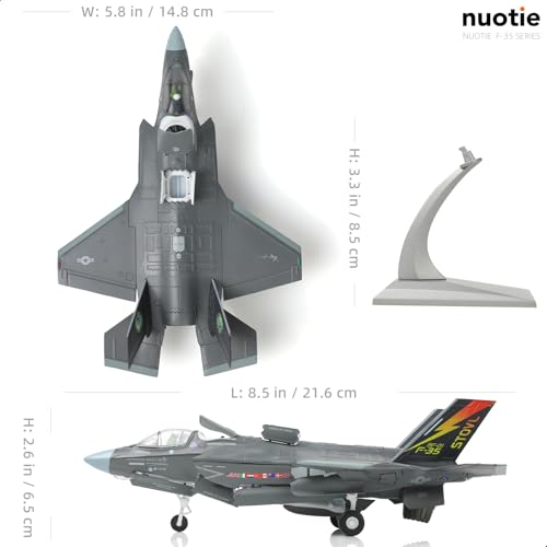 NUOTIE F-35 Lightning II Fighter Model Kit 1:72 Scale Die-cast Aircraft Model with Bracket, Gift for Military Pilots (F-35B Marine Corps) - Image 2