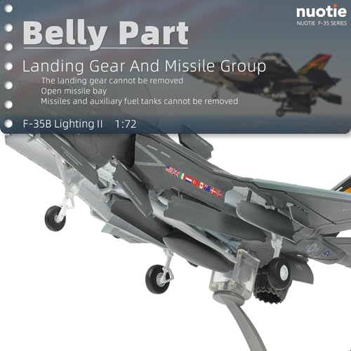 NUOTIE F-35 Lightning II Fighter Model Kit 1:72 Scale Die-cast Aircraft Model with Bracket, Gift for Military Pilots (F-35B Marine Corps) - Image 5