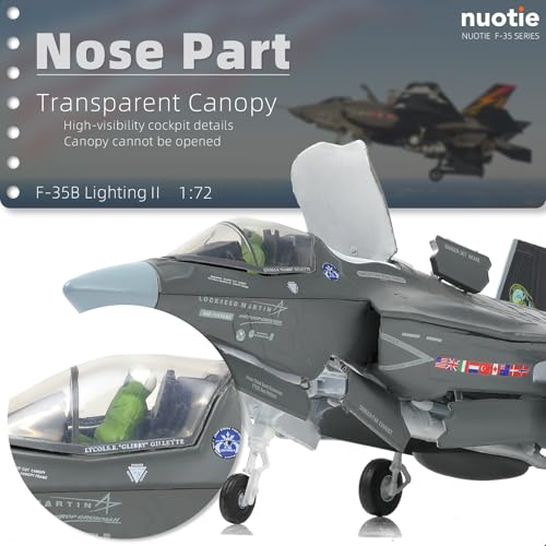 NUOTIE F-35 Lightning II Fighter Model Kit 1:72 Scale Die-cast Aircraft Model with Bracket, Gift for Military Pilots (F-35B Marine Corps) - Image 3
