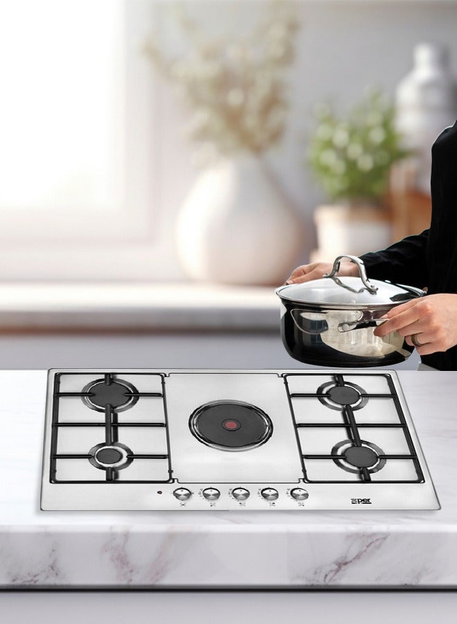 XPER Built-in Stove - 86 cm - 4 Gas + 1 Electric - Turkish - Steel - XPMBH90CIG1E - Image 3