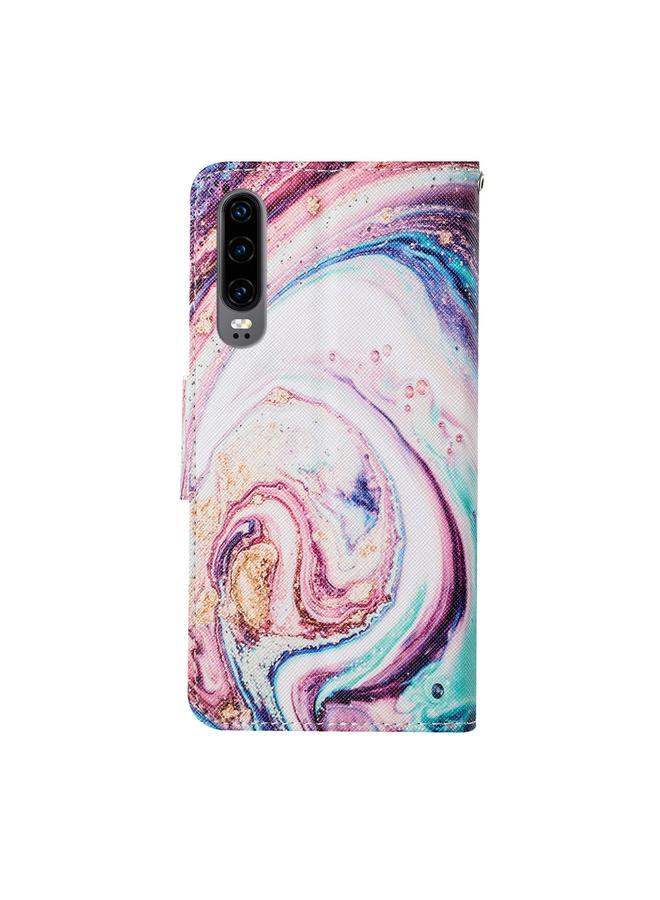 Zaboon Case For Huawei P30 Colored Drawing Pattern Horizontal Flip Leather Case with Holder & Card Slots & Wallet & Lanyard - Image 3