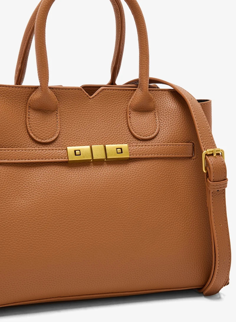 ELLA Gold Accent Structured Buckle Tote