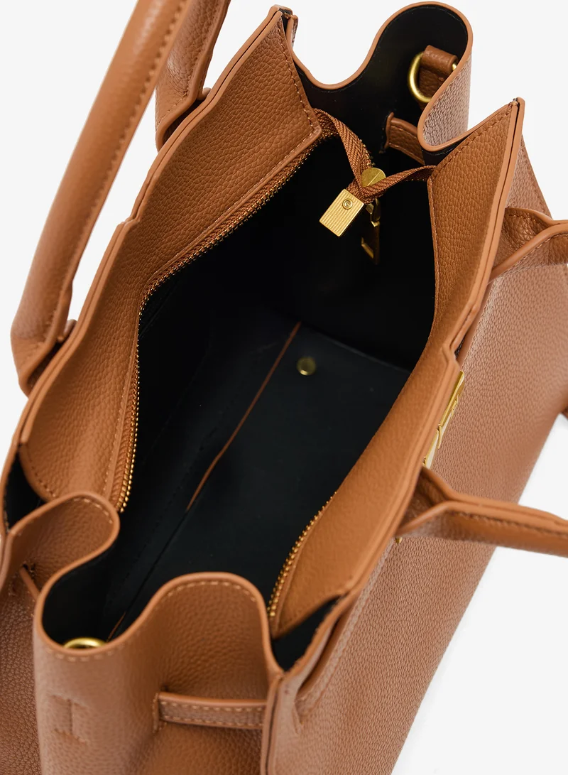 ELLA Gold Accent Structured Buckle Tote
