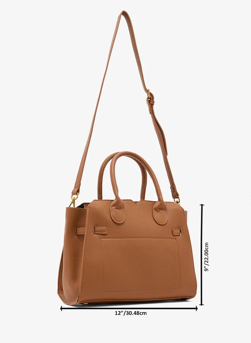 ELLA Gold Accent Structured Buckle Tote