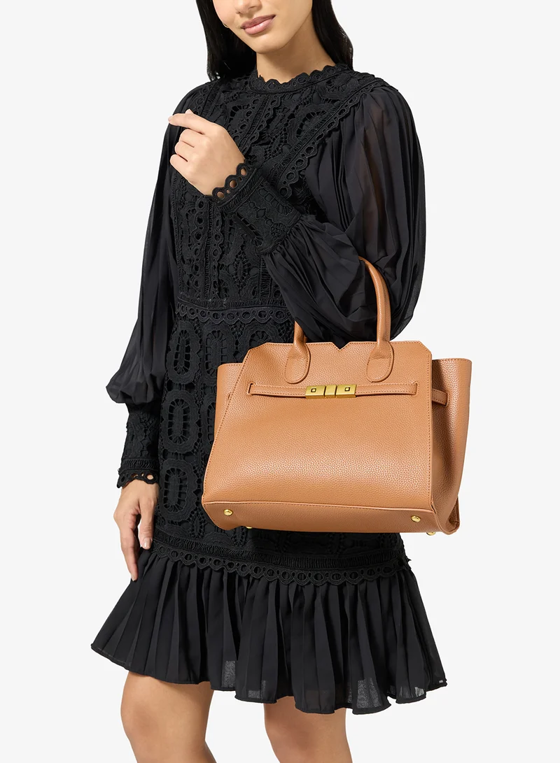 ELLA Gold Accent Structured Buckle Tote