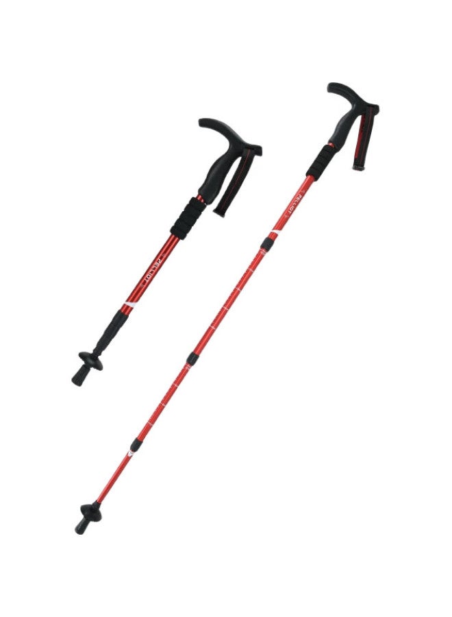 PELLIOT Telescopic Hiking Pole, Elderly Walking Stick, Outdoor Cane, Aluminum Alloy Portable Trekking Cane, 16003601, China Red - Image 1
