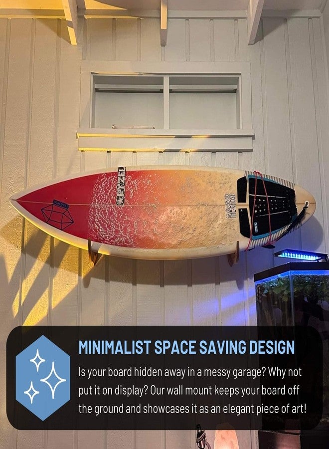 Hang 11 Surfboard Wall Mount - Hangers for Surf board Snowboard Longboard Wakeboard Kiteboard, Beautiful Sustainable Wooden Rack, The Perfect Stand to Display Your Boards (Clear) - Image 2