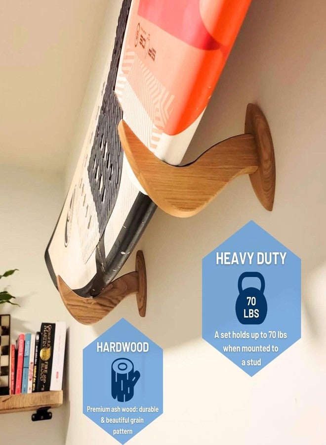 Hang 11 Surfboard Wall Mount - Hangers for Surf board Snowboard Longboard Wakeboard Kiteboard, Beautiful Sustainable Wooden Rack, The Perfect Stand to Display Your Boards (Clear) - Image 4