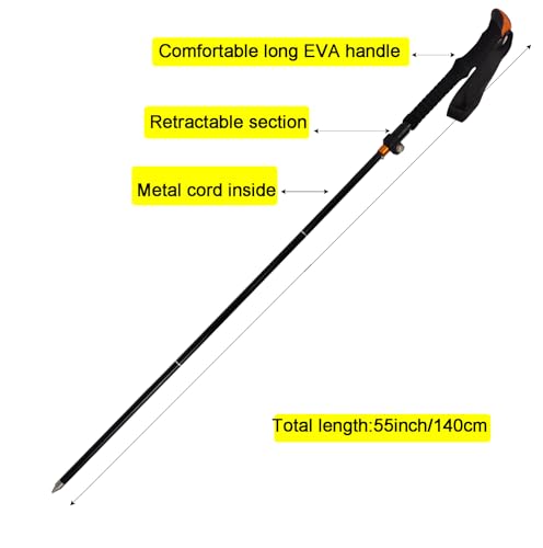 Aventik Foldable Wading Staff for Fly Fishing 55.1'' Retractable Fishing Wading Stick Aluminum Body Corrosion Resistance Water Depth Safety Gear(WS-093) - Image 5