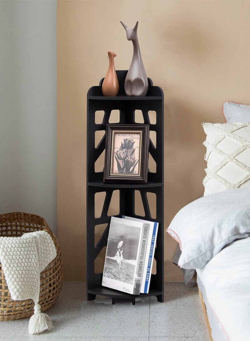 TPGP Corner Shelves - Corner Shelf Stand Waterproof, Great for Bathroom Storage, Tight Space, Small Shelf Stand Fit for Toilet Paper Holder Storage, Corner Tables for Small Space (Black)  - Image 1
