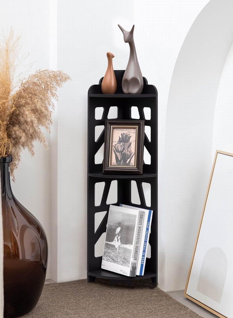 TPGP Corner Shelves - Corner Shelf Stand Waterproof, Great for Bathroom Storage, Tight Space, Small Shelf Stand Fit for Toilet Paper Holder Storage, Corner Tables for Small Space (Black)  - Image 4
