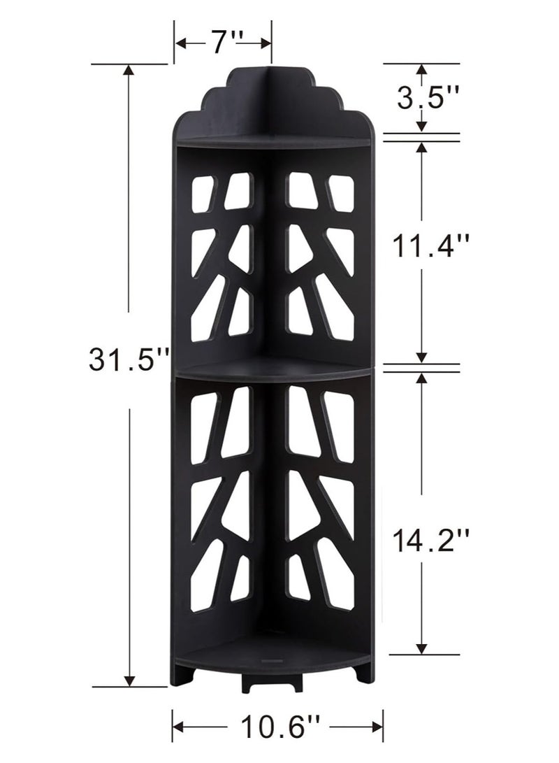 TPGP Corner Shelves - Corner Shelf Stand Waterproof, Great for Bathroom Storage, Tight Space, Small Shelf Stand Fit for Toilet Paper Holder Storage, Corner Tables for Small Space (Black)  - Image 2