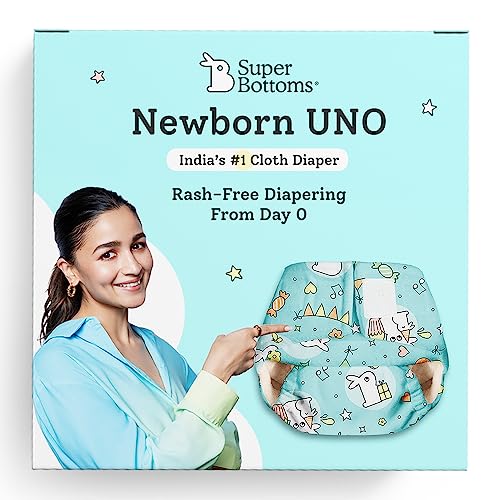 superbottoms Newborn Uno Cloth Diaper Reusable And Washable Cloth Diaper For Newborn Babies From 0-3 Months Softest And Safest Diapers With Dry Feel Magic Pad,Pack of 1 - Image 1