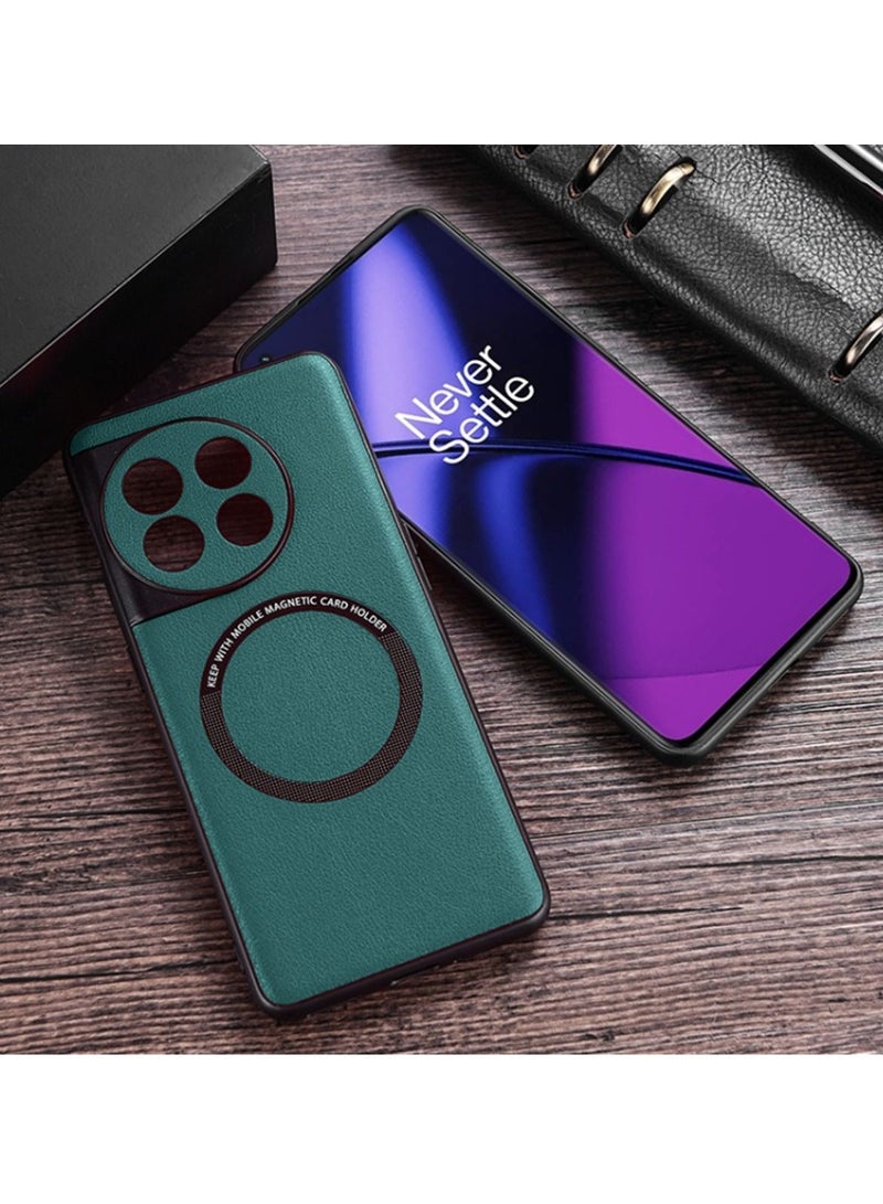 Techie Premium Soft PU Leather Texture MagSafe Phone Case Cover for OnePlus 11 - Green  - Image 2