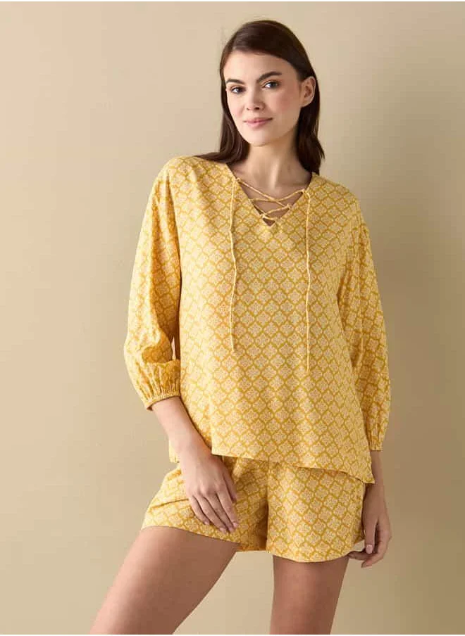 فاف All-Over Print Top and Shorts Set