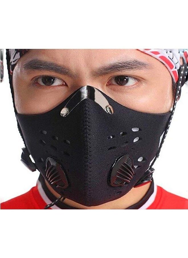 JONTY - Neoprene Cotton Reusable Pm 2.5 N95 Anti Pollution Activated Carbon Dust Face Mask With Breathing Valve And 1 Carbon Filter (Black With Valve Pack Of 1) For Unisex - Image 1
