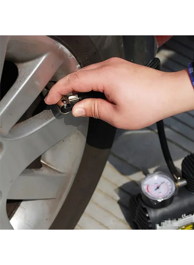 Black Car Tire Inflator 12V Compact Air Pump With Auto Shut Off Gauge - Image 1