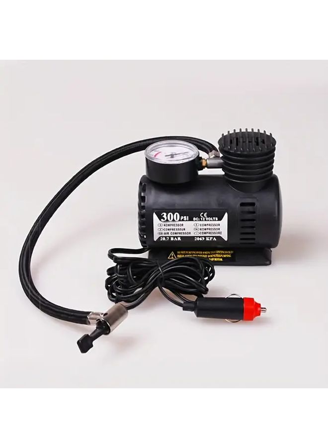 Black Car Tire Inflator 12V Compact Air Pump With Auto Shut Off Gauge - Image 2