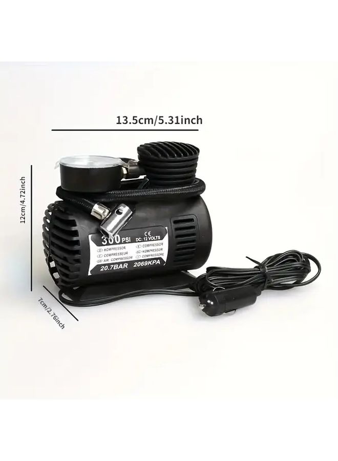 Black Car Tire Inflator 12V Compact Air Pump With Auto Shut Off Gauge - Image 4