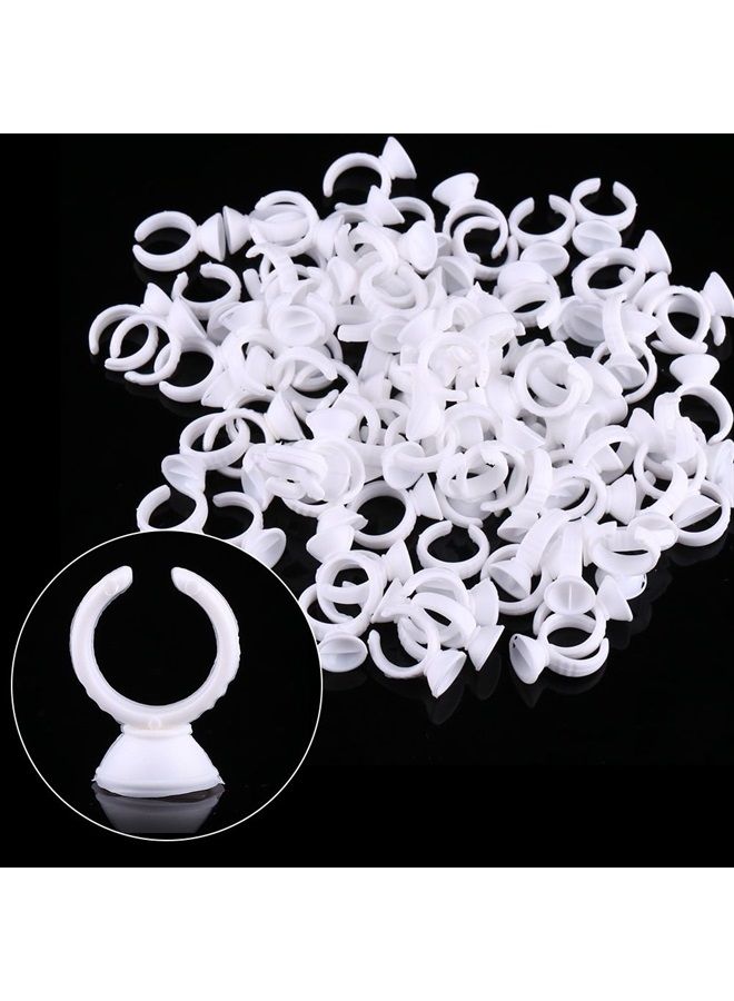 Sonew 100 Pack Tattoo Ink Rings Disposable Microblading Pigment Glue Holder Cup Semi Permanent Makeup Eyelash Eyebrow Tattooing Ink Caps Small (Small)