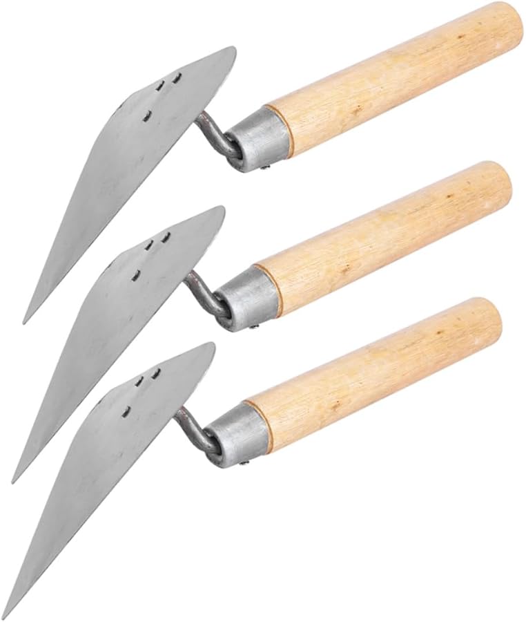 Jojofuny 3pcs Bricklaying Trowels with Wooden Handle for Concrete Plaster Drywall Finishing - Image 2