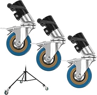 Selens Selens 0.87inch/22mm Light Stand Wheels Set 3pcs, Heavy Duty Photography C Stand Wheels with Brake for Photo Studio - Image 1